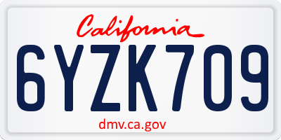 CA license plate 6YZK709