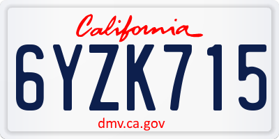 CA license plate 6YZK715