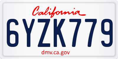 CA license plate 6YZK779