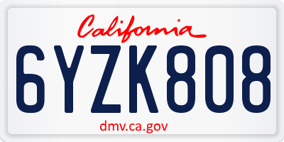 CA license plate 6YZK808