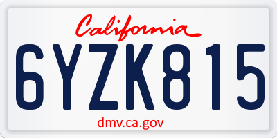 CA license plate 6YZK815