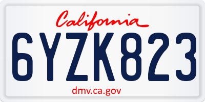 CA license plate 6YZK823