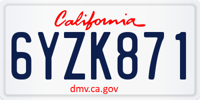 CA license plate 6YZK871