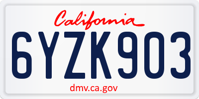 CA license plate 6YZK903