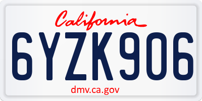 CA license plate 6YZK906