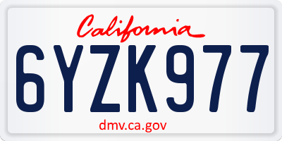CA license plate 6YZK977