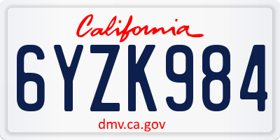 CA license plate 6YZK984