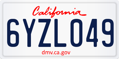 CA license plate 6YZL049