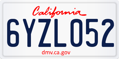 CA license plate 6YZL052