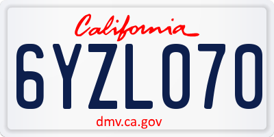 CA license plate 6YZL070