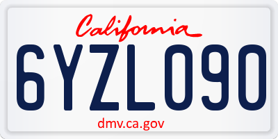 CA license plate 6YZL090