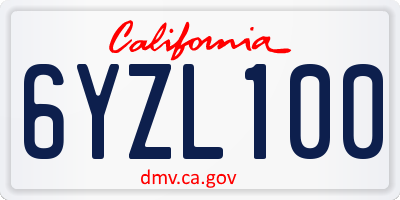 CA license plate 6YZL100