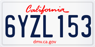 CA license plate 6YZL153