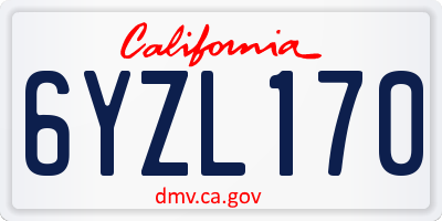 CA license plate 6YZL170