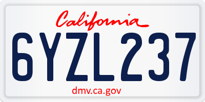 CA license plate 6YZL237