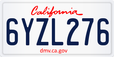 CA license plate 6YZL276