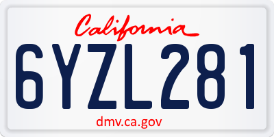 CA license plate 6YZL281