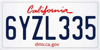 CA license plate 6YZL335