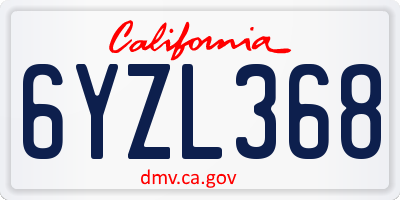 CA license plate 6YZL368