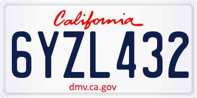 CA license plate 6YZL432