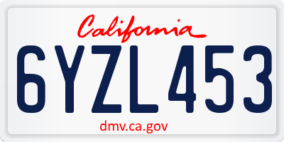 CA license plate 6YZL453