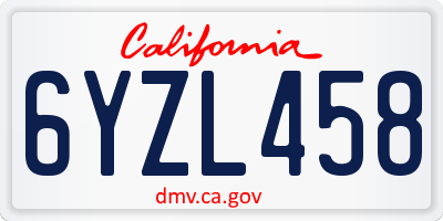 CA license plate 6YZL458