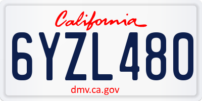 CA license plate 6YZL480