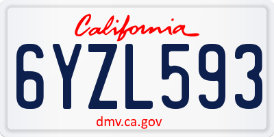 CA license plate 6YZL593