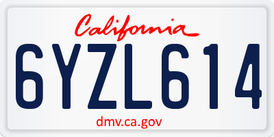 CA license plate 6YZL614
