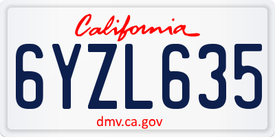CA license plate 6YZL635