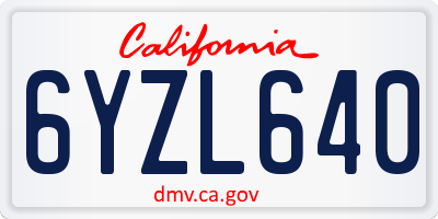 CA license plate 6YZL640
