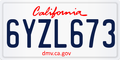 CA license plate 6YZL673
