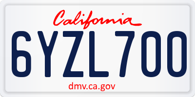 CA license plate 6YZL700