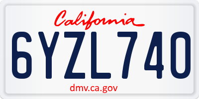 CA license plate 6YZL740