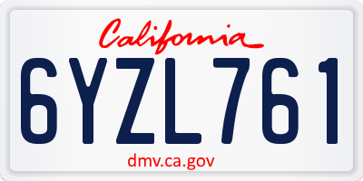 CA license plate 6YZL761
