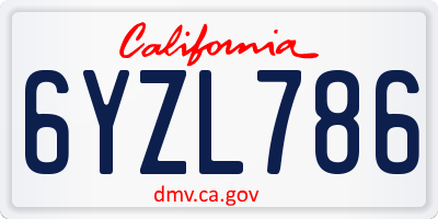 CA license plate 6YZL786
