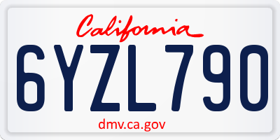CA license plate 6YZL790