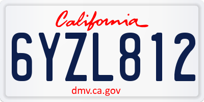 CA license plate 6YZL812