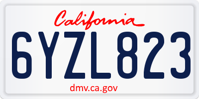 CA license plate 6YZL823