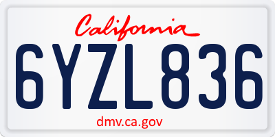 CA license plate 6YZL836
