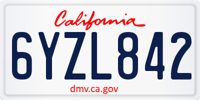 CA license plate 6YZL842