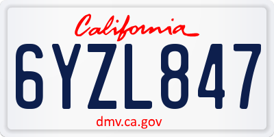 CA license plate 6YZL847