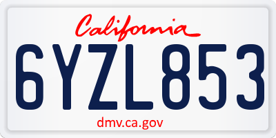 CA license plate 6YZL853