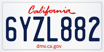 CA license plate 6YZL882