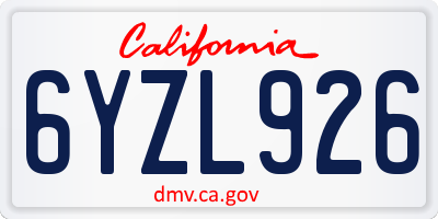 CA license plate 6YZL926