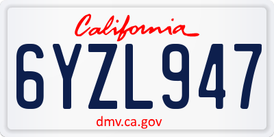 CA license plate 6YZL947
