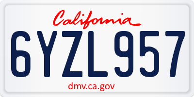 CA license plate 6YZL957