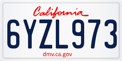 CA license plate 6YZL973