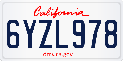 CA license plate 6YZL978