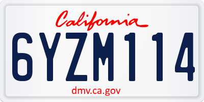 CA license plate 6YZM114